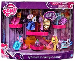 Size: 425x343 | Tagged: safe, imported from derpibooru, applejack, fluttershy, pinkie pie, rainbow dash, rarity, spike, twilight sparkle, dragon, canterlot castle, castle, female, hasbro, male, mane six, my little pony logo