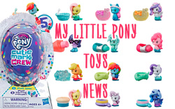 Size: 480x300 | Tagged: safe, imported from derpibooru, fluttershy, lotus blossom, lyra heartstrings, pinkie pie, princess luna, rainbow dash, rarity, sci-twi, sweetie belle, twilight sparkle, pony, 'new', box, cutie mark crew, doll, female, hasbro, irl, my little pony logo, photo, toy