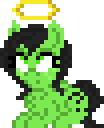 Size: 104x128 | Tagged: safe, artist:enragement filly, imported from derpibooru, oc, oc only, oc:filly anon, pegasus, pony, female, filly, halo, looking up, pixel art, sitting, solo