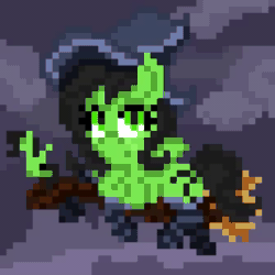 Size: 168x168 | Tagged: safe, artist:enragement filly, imported from derpibooru, oc, oc:filly anon, pegasus, pony, animated, blinking, broom, clothes, female, filly, flying, flying broomstick, hat, pixel art, solo, stockings, thigh highs, witch, witch hat