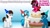 Size: 3840x2160 | Tagged: safe, artist:agkandphotomaker2000, imported from derpibooru, dj pon-3, vinyl scratch, oc, oc:brain teaser, oc:pony video maker, oc:rose bloom, earth pony, pegasus, pony, unicorn, bipedal, birthday, birthday cake, birthday card, birthday hats, brainbloom, cake, canon x oc, food, mare inside a cake, oc x oc, popping out of a cake, shipping, surprise cake, videoscratch
