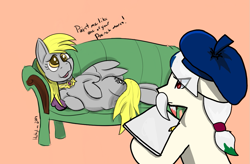 Size: 1125x737 | Tagged: safe, artist:heaghost, artist:huffylime, imported from derpibooru, derpy hooves, oc, earth pony, pegasus, pony, couch, draw me like one of your french girls, earth pony oc, lying on couch