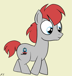 Size: 573x604 | Tagged: safe, imported from derpibooru, train tracks (character), pony, colt, male, thomas the tank engine, train tracks (g4)