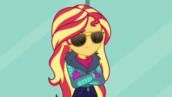 Size: 1920x1080 | Tagged: safe, imported from derpibooru, screencap, sunset shimmer, equestria girls, equestria girls series, holidays unwrapped, spoiler:eqg series (season 2), clothes, female, glasses, winter outfit