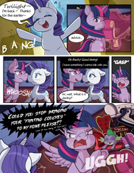 Size: 1024x1326 | Tagged: safe, artist:kingkero, imported from derpibooru, rarity, spike, twilight sparkle, alicorn, comic:couches problem, angry, comic, couch, fainting couch, twilight sparkle (alicorn), twilight's castle