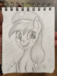 Size: 1536x2048 | Tagged: safe, artist:stink111, imported from derpibooru, applejack, pony, cute, female, jackabetes, sketch, solo, traditional art