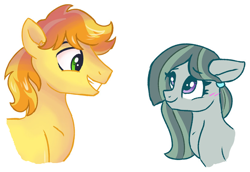 Size: 836x575 | Tagged: safe, artist:dreamscapevalley edits, edit, imported from derpibooru, braeburn, marble pie, earth pony, pony, beautiful, blushing, braebetes, braeble, cropped, cute, female, hair tie, looking at each other, lyrics in the description, male, marblebetes, mare, no dialogue, reupload, shipping, simple background, smiling, song, song reference, stallion, straight, white background, youtube link