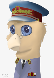 Size: 401x580 | Tagged: safe, artist:josipbrozbeforehoes, imported from derpibooru, oc, oc only, oc:grover vi, griffon, equestria at war mod, communism, dictator, josip broz tito, solo, tito