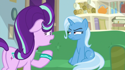 Size: 1280x720 | Tagged: safe, imported from derpibooru, screencap, starlight glimmer, trixie, pony, student counsel, book, butt, couch, floppy ears, glimmer glutes, plot, scroll, starlight's office