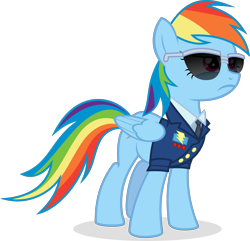 Size: 2000x1927 | Tagged: safe, artist:jp, derpibooru exclusive, imported from derpibooru, rainbow dash, pony, clothes, female, happy birthday mlp:fim, mare, mlp fim's ninth anniversary, necktie, simple background, solo, sunglasses, transparent background, uniform, vector, wonderbolts dress uniform