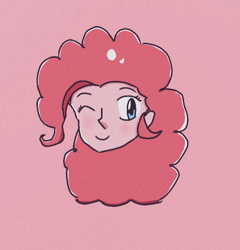 Size: 494x515 | Tagged: safe, artist:kurisunimii, imported from derpibooru, pinkie pie, human, 90s anime, anime, cute, happy, humanized, icon, one eye closed, simple background, smiling, wink