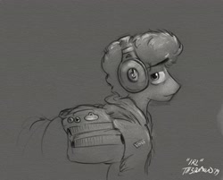Size: 3038x2438 | Tagged: safe, artist:rigbyh00ves, artist:th3ipodm0n, imported from derpibooru, oc, earth pony, pony, clothes, digital art, hoodie, saddle bag, sketch