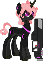 Size: 960x1371 | Tagged: safe, artist:j053ph-d4n13l, imported from derpibooru, oc, oc only, oc:aeya 2.0, pony, robot, robot pony, unicorn, female, gun, rifle, simple background, solo, transparent background, weapon