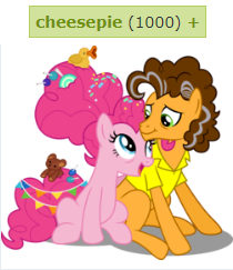 Size: 210x243 | Tagged: safe, imported from derpibooru, cheese sandwich, pinkie pie, derpibooru, the last problem, cheesepie, female, male, meta, older, older cheese sandwich, older pinkie pie, shipping, straight, tags