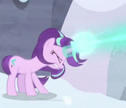 Size: 700x600 | Tagged: safe, imported from derpibooru, screencap, starlight glimmer, pony, the ending of the end, blast, cropped, female, magic, magic blast, mare, snow, solo