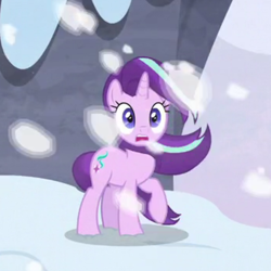 Size: 700x700 | Tagged: safe, imported from derpibooru, screencap, starlight glimmer, pony, unicorn, the ending of the end, cropped, female, mare, snow, snowfall, solo