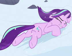 Size: 900x700 | Tagged: safe, imported from derpibooru, screencap, starlight glimmer, pony, unicorn, the ending of the end, cropped, female, mare, snow, solo