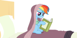 Size: 9992x4923 | Tagged: safe, artist:pangbot, imported from derpibooru, rainbow dash, pegasus, pony, read it and weep, season 2, adorkable, bandaid, bed, book, cover, cute, daring do book, dashabetes, dork, female, hospital, hospital bed, hospital gown, mare, pillow, rainbow dork, reading, simple background, sitting, solo, transparent background, vector