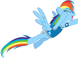 Size: 6198x4640 | Tagged: safe, artist:pangbot, imported from derpibooru, rainbow dash, pegasus, pony, winter wrap up, .svg available, clothes, cute, dashabetes, eyes closed, female, flying, happy, mare, open mouth, simple background, smiling, solo, transparent background, vector, vest, wings, winter wrap up vest