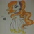 Size: 1350x1374 | Tagged: safe, artist:lmoustache, imported from derpibooru, oc, oc only, oc:misty apple, earth pony, pony, cutie mark, eyeshadow, female, freckles, jewelry, makeup, mare, necklace, parent:big macintosh, parent:princess celestia, parents:maclestia, princess, princess shoes, solo, traditional art