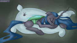Size: 1280x720 | Tagged: safe, artist:longtailshort, imported from derpibooru, queen chrysalis, changeling, changeling queen, crown, cute, cutealis, female, jewelry, regalia, solo