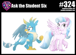 Size: 800x575 | Tagged: safe, artist:sintakhra, imported from derpibooru, gallus, silverstream, classical hippogriff, griffon, hippogriff, tumblr:studentsix, crystallized, cute, diastreamies, duo, female, gallabetes, male, story in the source, story included