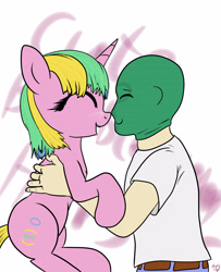 Size: 3000x3700 | Tagged: safe, artist:littlenaughtypony, imported from derpibooru, oc, oc only, oc:anon, oc:constant time, pony, unicorn, boop, cute, holding a pony, nuzzling