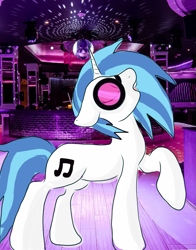 Size: 1071x1364 | Tagged: safe, artist:drunken bubblez, derpibooru exclusive, imported from derpibooru, dj pon-3, vinyl scratch, pony, unicorn, female, mare, nightclub, solo, sunglasses