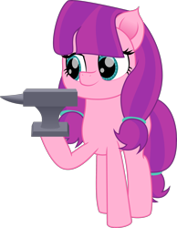 Size: 2326x3000 | Tagged: safe, artist:onil innarin, imported from derpibooru, lily longsocks, earth pony, pony, adorasocks, anvil, background pony, cute, female, lilydorable, mare, older, simple background, solo, strong, stronk, transparent background, vector
