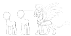 Size: 1073x550 | Tagged: safe, artist:noidavaliable, imported from derpibooru, gallus, griffon, the last problem, male, redesign, royal guard, royal guard gallus, sketch, solo