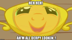 Size: 888x499 | Tagged: safe, edit, edited screencap, imported from derpibooru, screencap, applejack, earth pony, pony, applebuck season, season 1, accent, caption, female, funny, image macro, impact font, mare, meme, silly, silly pony, solo, text, trophy, who's a silly pony