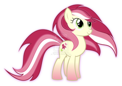 Size: 1062x752 | Tagged: dead source, safe, artist:tigerbeetle, imported from derpibooru, roseluck, pony, female, flowing mane, high res, obtrusive watermark, rainbow power, rainbow power-ified, show accurate, simple background, solo, transparent background, watermark