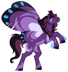 Size: 1600x1699 | Tagged: safe, artist:sylveon17, imported from derpibooru, oc, oc only, oc:fiya, hybrid, original species, butterfly wings, chest fluff, male, rearing, solo, stallion, unshorn fetlocks, wings