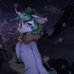 Size: 1200x1200 | Tagged: safe, artist:gloomynyan, imported from derpibooru, oc, oc only, oc:spectre, alicorn, pony, homeward (album), album cover, alicorn oc, scar, solo, starship ponyville, vylet pony