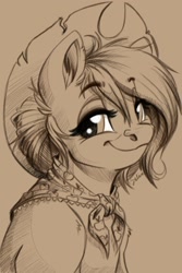 Size: 1920x2880 | Tagged: safe, artist:faline-art, imported from derpibooru, applejack, earth pony, pony, the last problem, female, mare, monochrome, older, solo