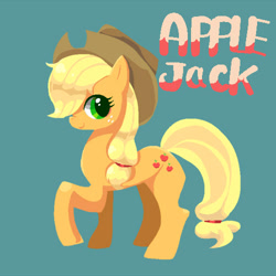 Size: 500x500 | Tagged: safe, artist:mizoreame, imported from derpibooru, applejack, earth pony, pony, cowboy hat, cute, female, hat, jackabetes, mare, simple background, solo, stetson, teal background
