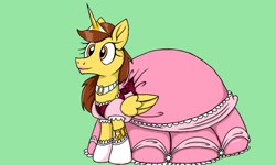 Size: 1280x768 | Tagged: safe, artist:dashingjack, imported from derpibooru, oc, oc only, oc:ferb fletcher, pegasus, pony, clothes, crossdressing, crown, dress, femboy, gown, jewelry, male, princess, regalia, stallion
