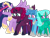 Size: 1440x1080 | Tagged: safe, artist:徐詩珮, imported from derpibooru, fizzlepop berrytwist, glitter drops, spring rain, tempest shadow, twilight sparkle, twilight sparkle (alicorn), alicorn, pony, series:sprglitemplight diary, the last problem, alicornified, female, glittercorn, glitterlight, glittershadow, horn, lesbian, mare, older, older glitter drops, older spring rain, older tempest shadow, older twilight, polyamory, princess twilight 2.0, race swap, shipping, simple background, sprglitemplight, springcorn, springdrops, springlight, springshadow, springshadowdrops, tempesticorn, tempestlight, transparent background