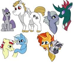 Size: 966x827 | Tagged: safe, artist:flamirasplitz, imported from derpibooru, bulk biceps, flim, limestone pie, maud pie, pharynx, sunburst, trixie, zecora, changedling, changeling, earth pony, pony, unicorn, zebra, crack shipping, female, flixie, limynx, male, maudceps, prince pharynx, shipping, straight, zecoburst