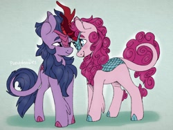 Size: 2048x1536 | Tagged: safe, artist:incendiaryboobs, artist:incendiarymoth, imported from derpibooru, pinkie pie, twilight sparkle, kirin, sounds of silence, female, kirin pinkie, kirin twilight, kirin-ified, lesbian, shipping, species swap, twinkie