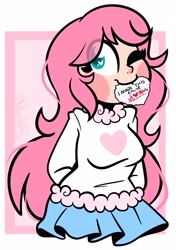 Size: 2681x3809 | Tagged: safe, artist:befishproductions, imported from derpibooru, oc, oc only, oc:fluffle puff, human, clothes, humanized, skirt, solo, sweater