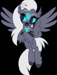 Size: 457x605 | Tagged: safe, artist:mellow91, edit, imported from derpibooru, silverstream, storm king, my little pony: the movie, black background, flying, glowing eyes, palette swap, possessed, possession, recolor, simple background, spread wings, vector, wings