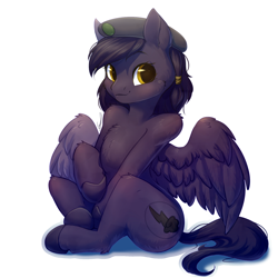 Size: 1900x1900 | Tagged: safe, artist:peachmayflower, edit, imported from derpibooru, oc, oc only, oc:mir, pegasus, pony, fallout equestria, beret, commission, cropped, dashite, female, hat, human shoulders, looking at you, mare, simple background, sitting, sticker, transparent background, white outline