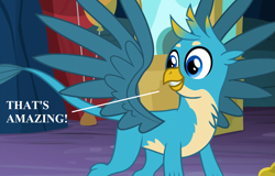 Size: 1125x720 | Tagged: safe, edit, edited screencap, imported from derpibooru, screencap, gallus, uprooted, cropped, cute, gallabetes, reaction image, speech