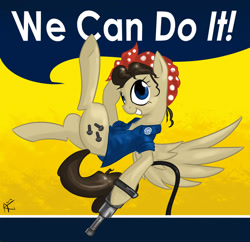 Size: 1280x1237 | Tagged: safe, artist:my-little-veteran, imported from derpibooru, pegasus, pony, ponified, rosie the riveter