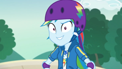 Size: 996x564 | Tagged: safe, imported from derpibooru, screencap, rainbow dash, equestria girls, equestria girls series, sic skateboard, spoiler:eqg series (season 2), female, helmet