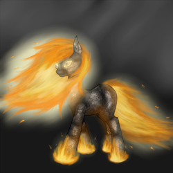 Size: 1440x1440 | Tagged: safe, artist:akaelin, imported from derpibooru, pony, coal, fire, ponified