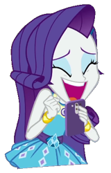 Size: 277x434 | Tagged: safe, imported from derpibooru, rarity, human, equestria girls, background removed, big smile, excited, eyes closed, eyeshadow, female, makeup, open mouth, phone, screaming, simple background, smiling, solo, transparent background