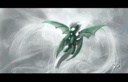 Size: 1280x825 | Tagged: safe, artist:grissaecrim, artist:raikoh, imported from derpibooru, elemental, pony, bat wings, four wings, multiple wings, wind, wings