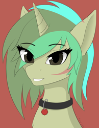 Size: 718x923 | Tagged: safe, artist:kota, imported from derpibooru, oc, oc only, oc:piper, pony, unicorn, fallout equestria, collar, looking at you, raider, scar, solo